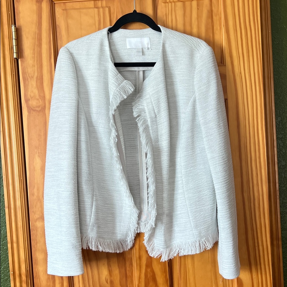 Hugo Boss Ivory Fringed Open Blazer [Size 12]